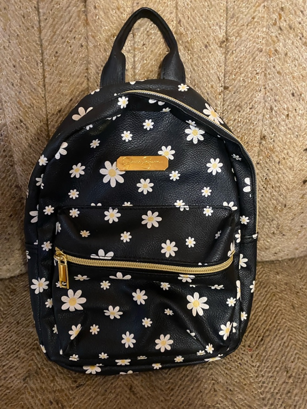 $18-Jessica Simpson-Black Daisy Mini Backpack - Casual Women’s Bag